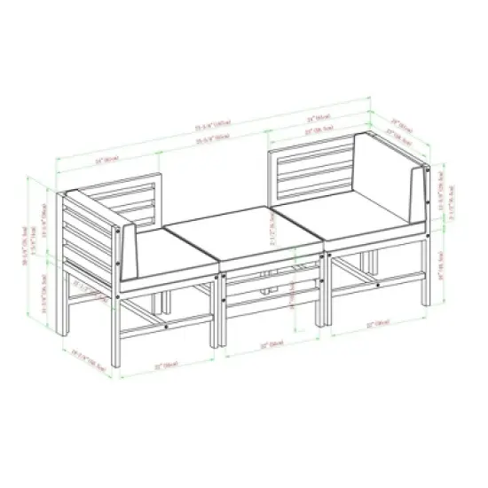 3pc Modular Acacia Wood Patio Chat Set with Cushions - Saracina Home image {14}