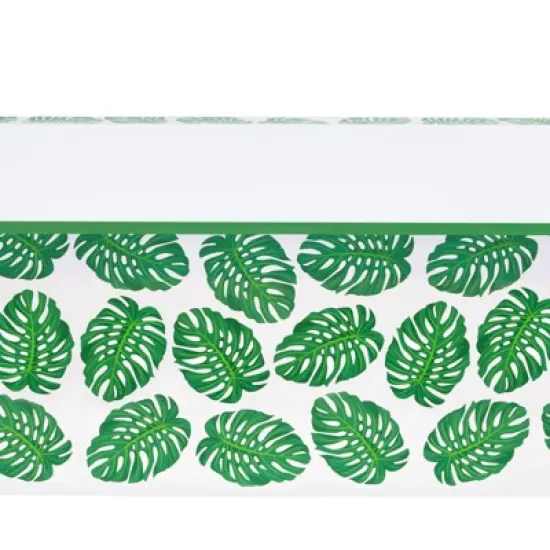 Blue Panda 3 Pack Tropical Leaves Tablecloth for Hawaiian Luau, Safari Birthday Party Decorations, Baby Shower, 54 x 108 In image {4}
