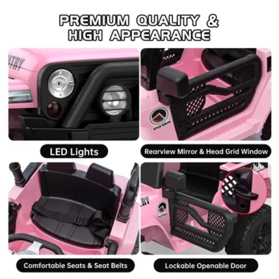 12V Kids Electric Ride-On Truck with One-Button Start, Remote Control, Dual Doors, LED Lights & Spring Suspension image {4}