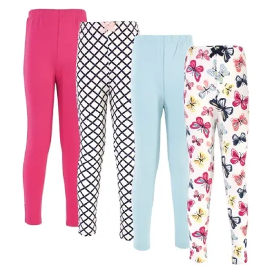 Touched by Nature Baby, Toddler, Big Kids and Youth Girl Organic Cotton Leggings 4pk, Bright Butterflies image {5}