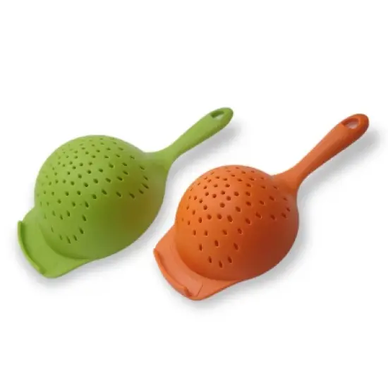 Handy Housewares Colander Set - 2 Piece Nesting Mini Colanders for Berries, Pasta, Veggies - Small Plastic Strainers, Dishwasher Safe image {2}