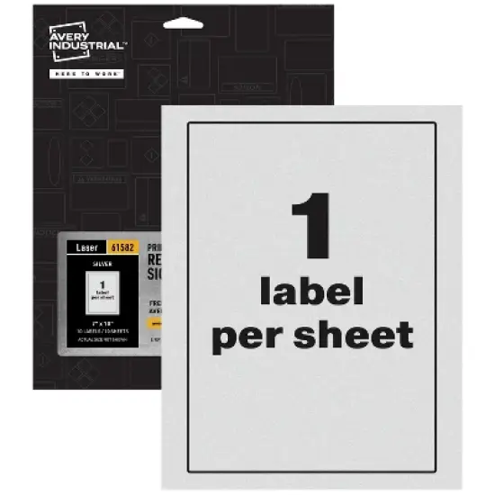 Avery Reflective Labels, 7" x 10" Silver Reflective Sign Labels, Laser Printable, 10 Labels (61582) image {8}