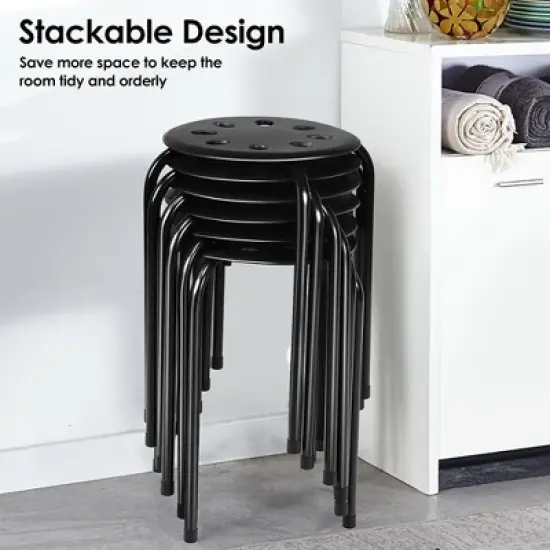 Costway Set of 6 Portable Plastic Stack Stools Backless Classroom Seating image {8}