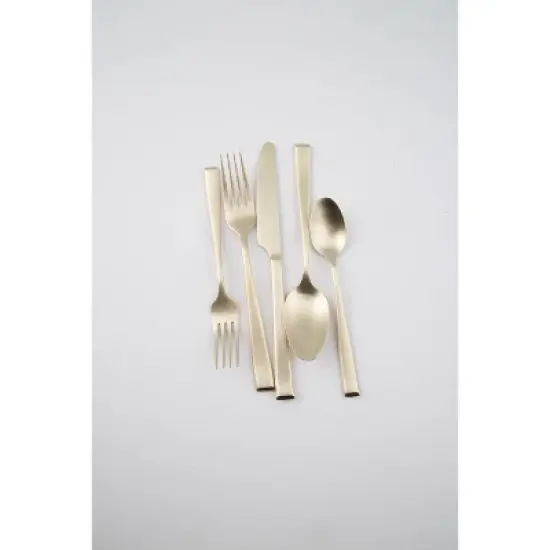 20pc Samira Champagne Satin Flatware Set - Cambridge Silversmiths: Stainless Steel Silverware Service for 4, Dishwasher-Safe image {2}