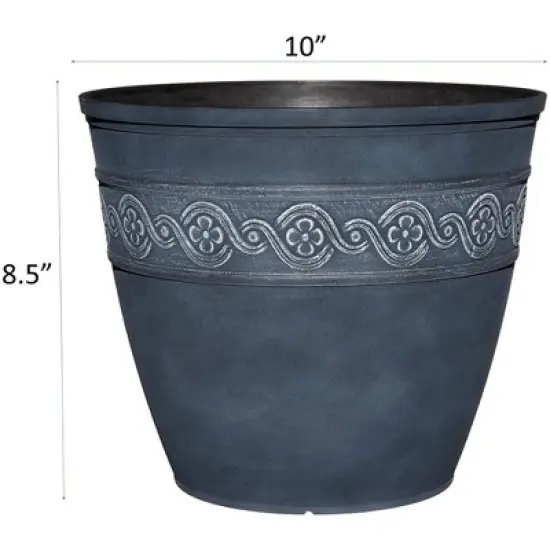 Classic Home and Garden Indoor/Outdoor Round Corinthian Resin Flower Pot Planter image {3}