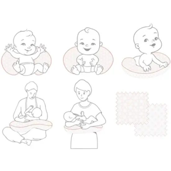 Bacati - 3 pc Petals/Floral Coral Muslin Hugster Feeding & Infant Support Nursing Pillow with 2 removable zippered covers image {4}