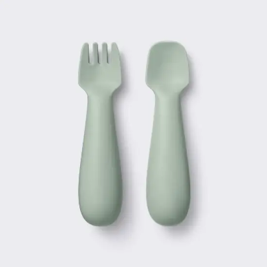 Silicone Spoon & Fork - 2pc - Green - Cloud Island&trade; image {3}