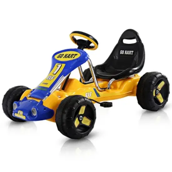 Costway Kids Go Kart Ride On Car Pedal Powered Car 4 Wheel Racer Toy Stealth Outdoor image {9}