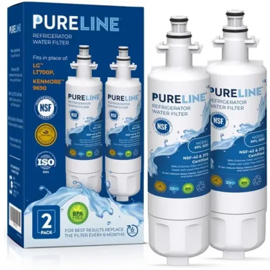 PureLine replacement for LG LT700P Refrigerator Water Filter, LG ADQ36006101, Kenmore 469690, Kenmore Elite 9690 and FML-3 (2 Pack) image {6}