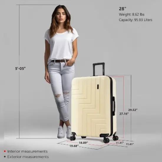 DUKAP Zahav Lightweight Hardside Large Checked Spinner Suitcase - Sand image {2}