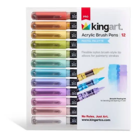 KINGART PRO Acrylic Paint Brush Pens 12 Pastel Colors image {10}