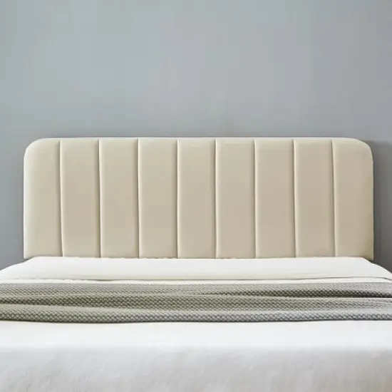 VECELO Velvet Upholstered Platform Bed Frame with Adjustable Headboard, Sturdy Wood Slat Support, No Box Spring Required image {15}