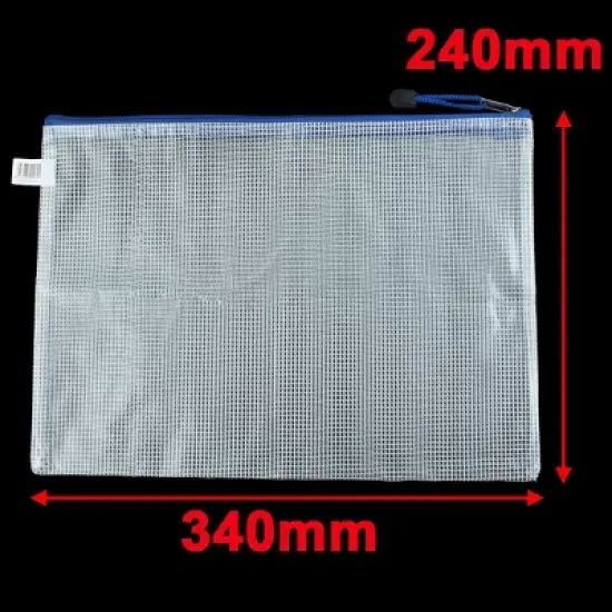 Unique Bargains Waterproof Zipper Net Pattern File Document Bag Folders 13.3"x9.4" White 1 Pc image {1}