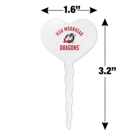 NCAA Minnesota State University Moorhead Dragons Heart Love Cupcake Picks Toppers Decoration Set of 6 image {5}