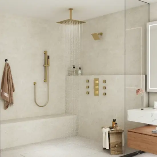 CASAINC 4 Function Single Handle 1-Spray Thermostatic Shower Faucet image {1}