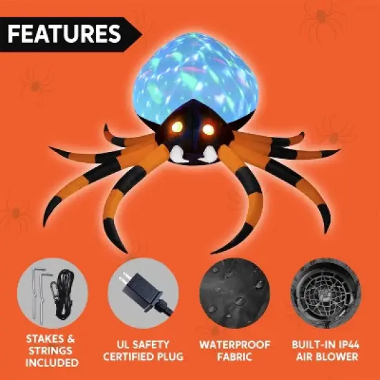 Joyfy 8 FT Halloween Inflatable Outdoor Decorations, Giant Spider Inflatable with Rotating Light and Glowing Eyes for Halloween Party Yard Lawn Decor image {5}