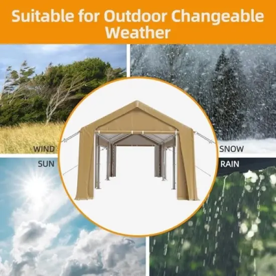 Garvee 12'x20' Carport Canopy-Heavy Duty Waterproof Portable Garage 4 Roll-up Doors & 4 Windows,for Car Truck Boat Storage image {2}