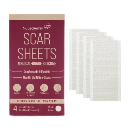 Nuvadermis Medical Grade Water Resistant Reusable Silicone Scar Sheets - Clear - 4ct image {10}
