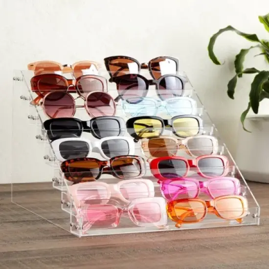 Okuna Outpost 8-Tier Clear Acrylic Nail Polish Display Rack, 96-Bottle Holder Organizer for Salons, 12.75 x 12.5 x 9.25 image {2}