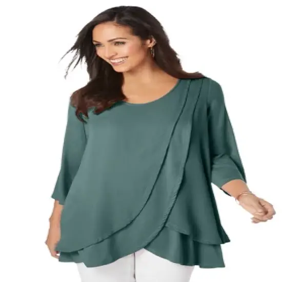 Jessica London Women&rsquo;s Plus Size Double Layer Tunic image {5}