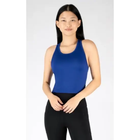 90 Degree By Reflex - Women's Ribbed Cropped Tank Top with Padded Inside Bra image {13}
