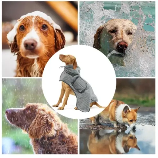 Unique Bargains Absorbent Dog Bathrobe Large Green 1 Pc image {4}