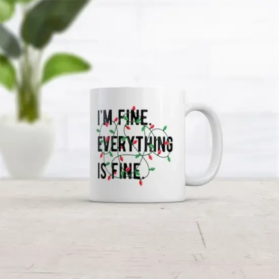 Crazy Dog Im Fine Everything Is Fine Mug Funny Xmas Lights Decoration Cup-11oz image {1}