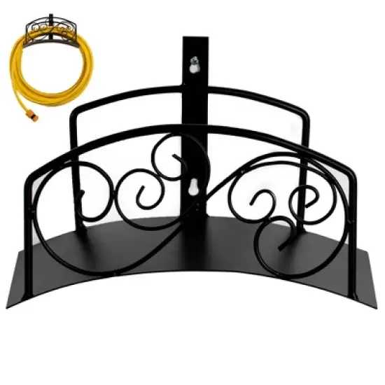 Gardenised Metal Wall-Mount Classic Swirl Hose Holder Heavy-Duty Outdoor Hanger and Water Hose Organizer with Sturdy Reel Hooks & Screw image {6}