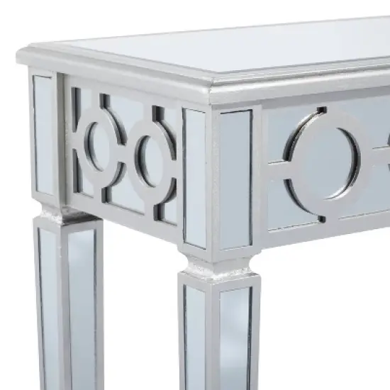 Glam Mirror and Wood Patterned Console Table Silver - Olivia & May image {2}