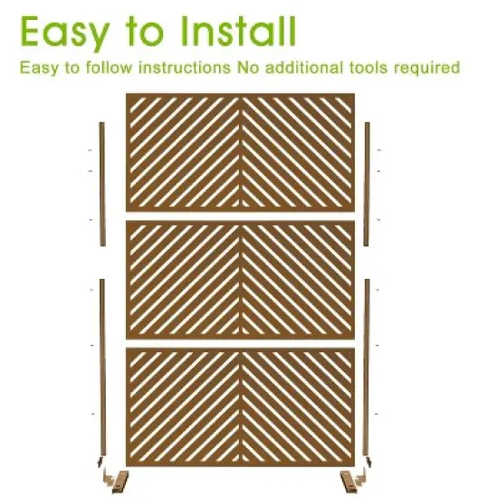 47-inches W x 72-inches H Rust Color Galvanized Sheet Screen Outdoor and lndoor Divider for Balcony Patio Garden Room Divider ( Parallel 01) image {4}