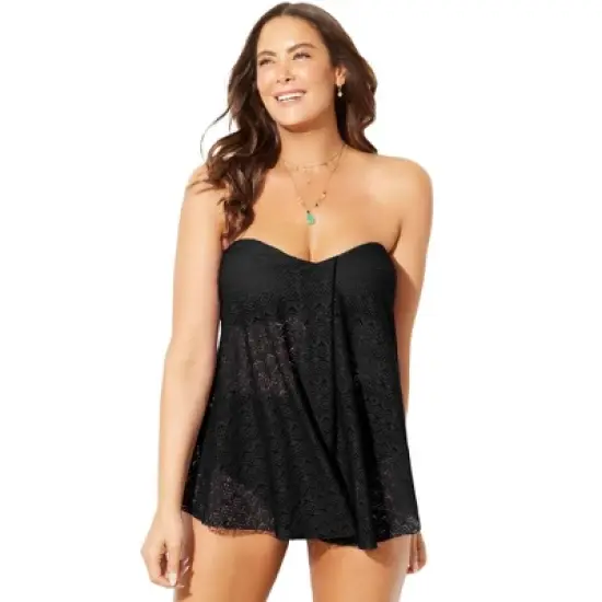 Swimsuits for All Women&rsquo;s Plus Size Longer Length Bandeau Flyaway Tankini Top image {6}