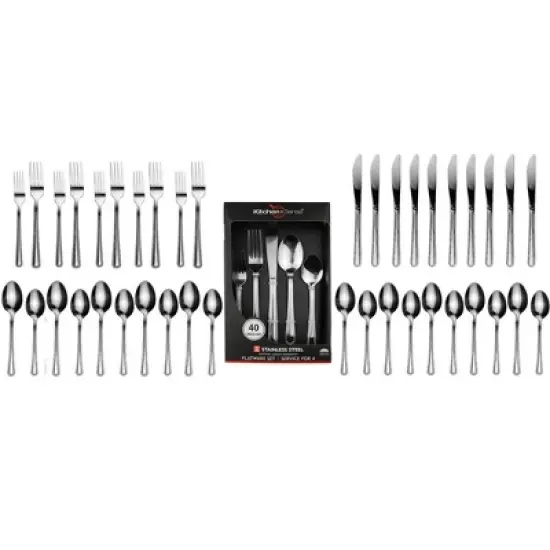 J&V TEXTILES 40-Piece Stainless Steel Flatware Silverware Set for 8 image {13}