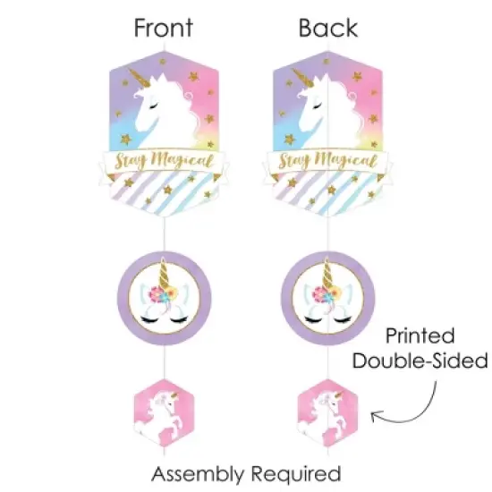 Big Dot of Happiness Rainbow Unicorn - Magical Unicorn Baby Shower or Birthday Party DIY Dangler Backdrop - Hanging Vertical Decorations - 30 Pieces image {5}