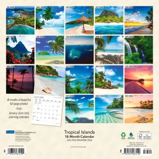 Plato 2023-2024 Wall Calendar 12"x12" Tropical Islands image {1}