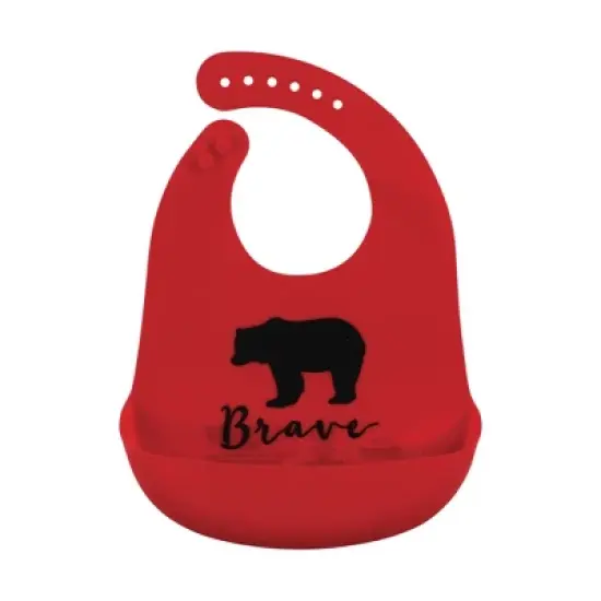 Little Treasure Infant Boys Silicone Bibs, Red Baby Bear, One Size image {4}