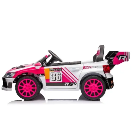 12V 20W*2 Kids Ride-On Sports Car, Racing Style Electric Toy Vehicle with Remote Control, LED Lights, Music, Seat Belt & Shock Absorbers image {1}