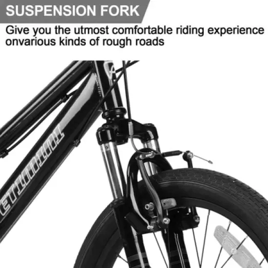 Petimini BP1002YH-4 Cyclone 20 Inch Kids Mountain Bike with Step Over High-TEN Steel Frame and 6 Speed Drivetrain for 5-9 Year Olds, Black image {4}