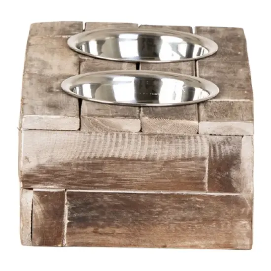 Huntley Pet Elevated Dog and Cat Double Bowl Feeder Stainless Steel Bowls (Berjen, Small) image {4}