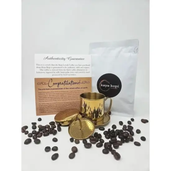 Kaya Kopi Premium Kaya Kopi From Indonesia Wild Palm Civets Process Arabica Whole Coffee Beans with Coffee Filter image {1}
