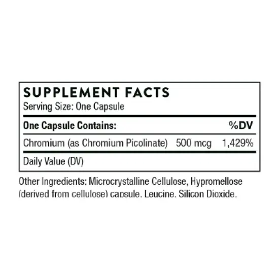 THORNE Chromium Picolinate - Essential Mineral Supplement for Healthy Metabolism Support* - Supports Carbohydrate Cravings* - 60 Capsules image {1}