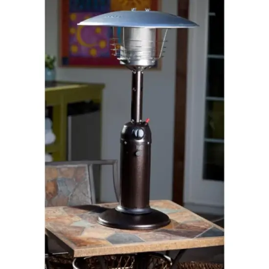 Fire Sense Portable Patio Heater Outdoor Tabletop Lightweight Propane 10,000 BTU Auto-Shutoff Valve ODS Compliant - Hammer Tone Bronze image {2}