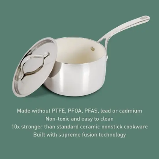 Bloomhouse 3-QT Triply Stainless Steel Sauce Pan w/ Non-Stick Non-Toxic Pro Ceramic Interior image {12}