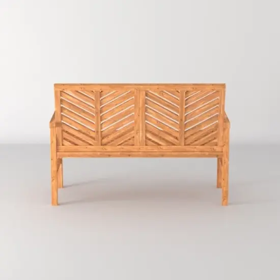 Slatted Chevron Acacia Wood Patio Loveseat &ndash; Saracina Home image {4}