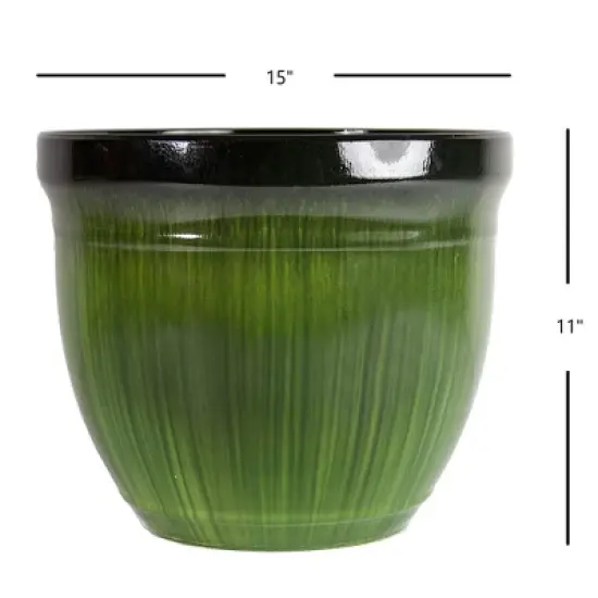 Gardener's Select Madison Planter, Green Drip, 15in image {1}