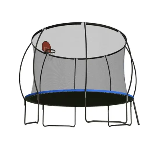 NAYSAYE Trampoline 14FT with Basketball Hoop Enclosure Net and Ladder for Outdoor Recreation, Black and Blue, 168.11"*168.11"*102.37" image {2}