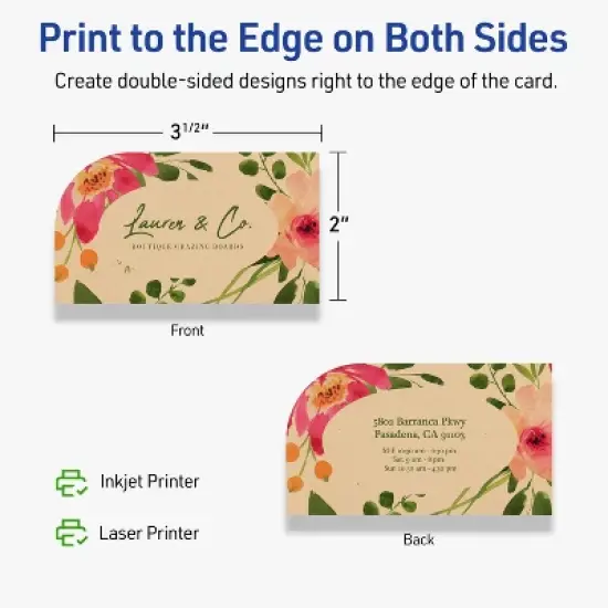 Avery Rectangle Business Cards, 2" x 3-1/2", Kraft Brown, 80 Total image {5}