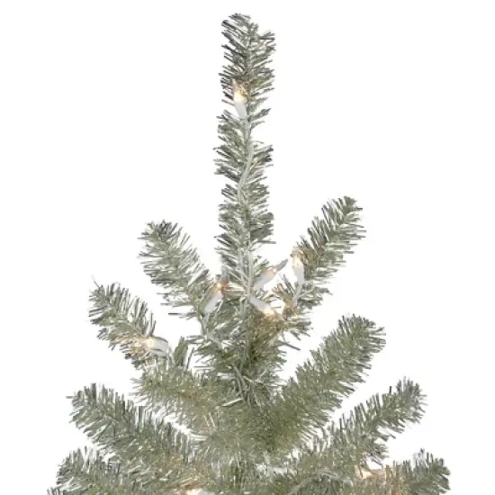 Northlight 9' Pre-Lit Artificial Christmas Tree Metallic Sheer Champagne Tinsel - Clear Lights image {3}