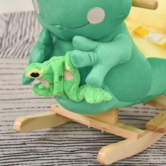 Qaba Kids Ride-On Rocking Horse Toy Frog Style Rocker with Fun Music, Seat Belt & Soft Plush Fabric Hand Puppet for Children 18-36 Months image {4}