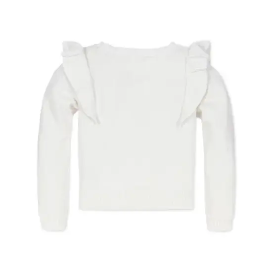 Hope & Henry Girls' Long Sleeve Pointelle Yoke Ruffle Sweater, Infant image {2}