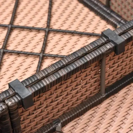 Outsunny 9-Piece Rattan Wicker Outdoor Patio Sectional Furniture Conversation Set with Modern Design, Thick Soft Cushions, Footstool & Tea Table image {6}